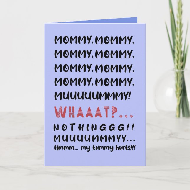 Funny Blue Mommy Modern Typography Mother's Day Holiday Card (Front)