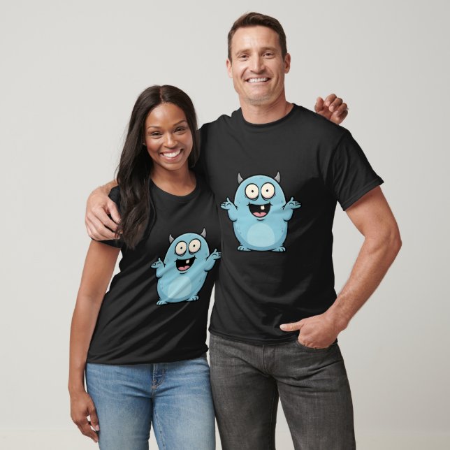 Funny Blue Monster Cartoon – Cute Halloween Creatu T-Shirt (Unisex)