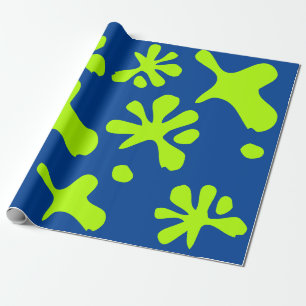 Funny blue & neon green slime pattern kids wrapping paper
