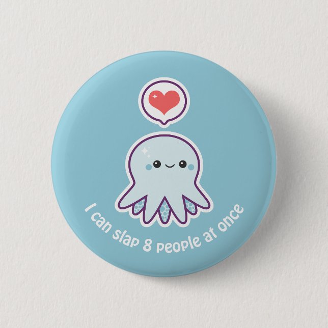 Funny Blue Octopus 2 Inch Round Button (Front)