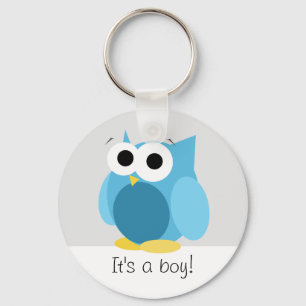 Funny Blue Owl - It's a boy! - Keychain