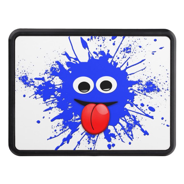 Funny Blue Paint Splat Dude Trailer Hitch Cover (Front)
