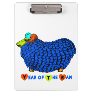 Funny Blue Ram Chinese Year Zodiac Clipboard