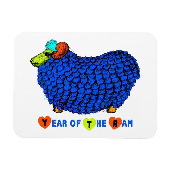 Funny Blue Ram Chinese Year Zodiac P Magnet (Horizontal)