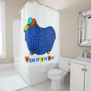 Funny Blue Ram Chinese Year Zodiac Shower C