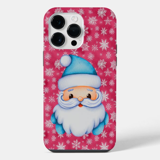 Funny Blue Santa iPhone Case (Back)