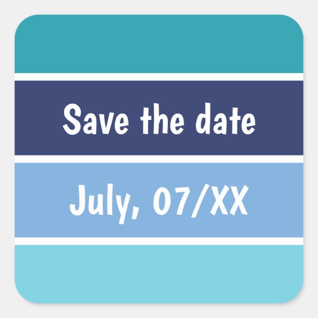 Funny Blue Striped Square Sticker (Front)