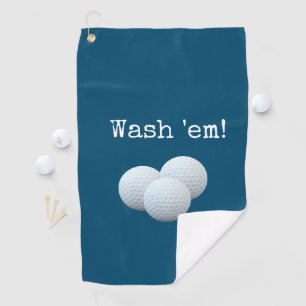 Funny Blue Wash Your Golf Balls Towel