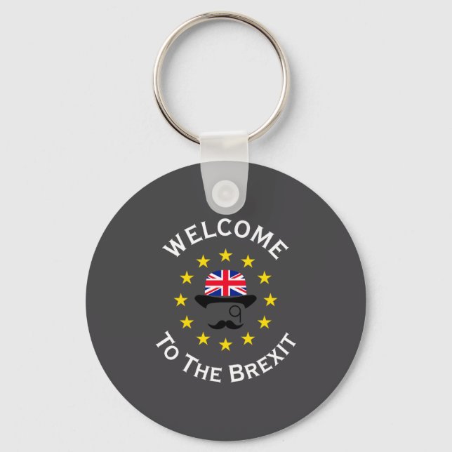 Funny Blue Yellow European Union Welcome To Brexit Keychain (Front)