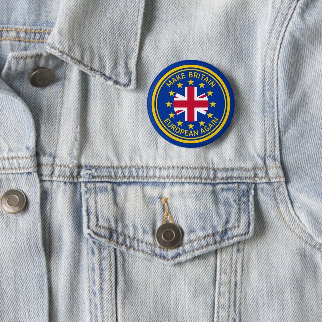 Funny Blue Yellow Red European Union Jack Logo 2 Inch Round Button (In Situ)