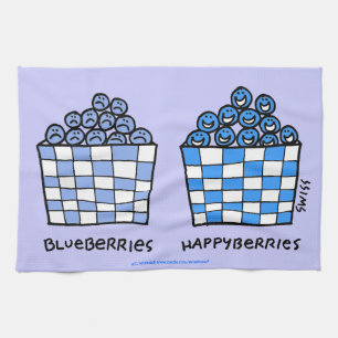 Funny Blueberries Cartoon Art Blueberry Kitchen Towel