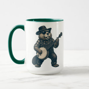 Funny Bluegrass Beaver Vintage Country Music Art Mug