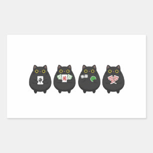 Funny Board Game Night , Mahjong Black Cat Sticker