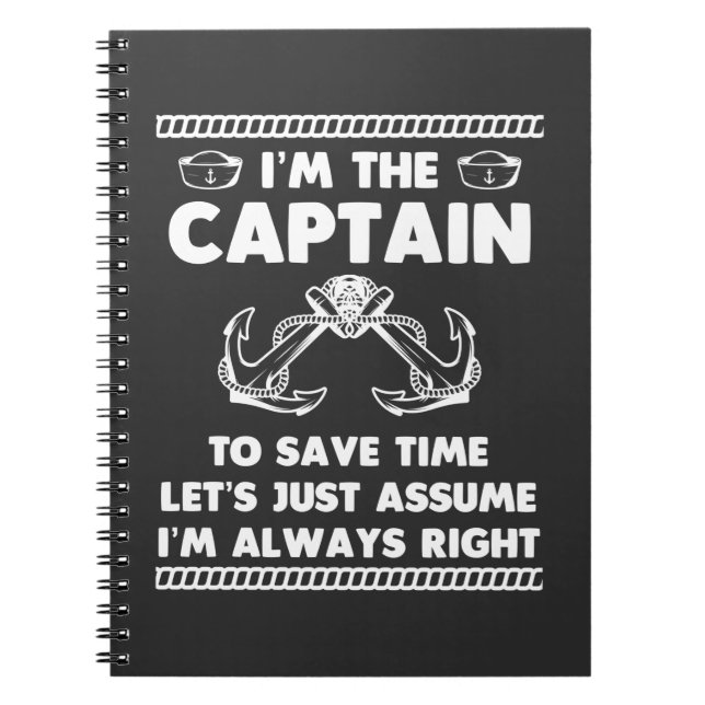 Funny Boat Captain Humour Boating Joke Sailor Notebook (Front)
