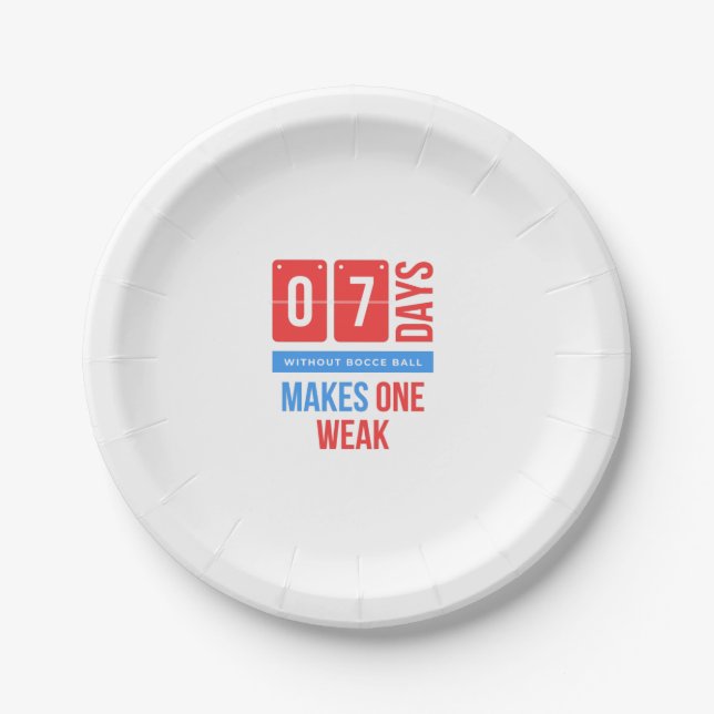 Funny bocce ball sport quote paper plate (Front)