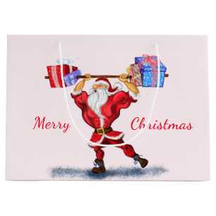 Funny Bodybuilder Santa Christmas Gift Bag