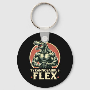 Funny Bodybuilder Tyrannosaurus Flex Gym T-rex Din Keychain