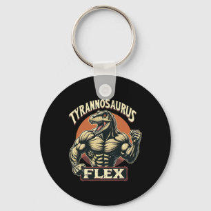 Funny Bodybuilder Tyrannosaurus Flex Gym T-rex Din Keychain