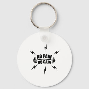 Funny Bodybuilding no Pain No Gain' With Dumbbell Keychain