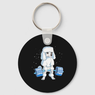 Funny Bodybuilding Poodle Dog Weightlifting Men Wo Keychain