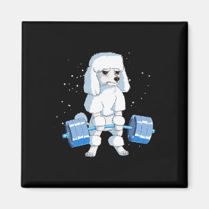 Funny Bodybuilding Poodle Dog Weightlifting Men Wo Magnet