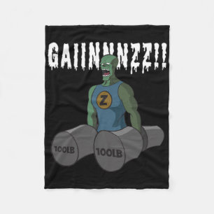 Funny Bodybuilding Quote Gym-zombies Want Mad Gain Fleece Blanket