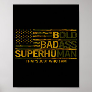 Funny Bold Bad Superhuman Fathers Day Gag Gift Gra Poster