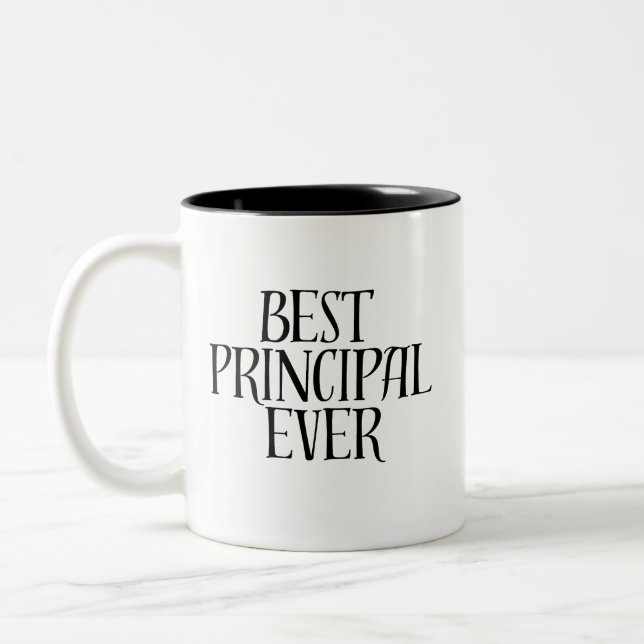 Funny Bold Modern Typography Best Principal Ever  Two-Tone Coffee Mug (Left)