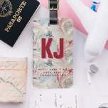 Funny Bold Personalized Monogram Luggage Tag<br><div class="desc">Modern designs featuring bold red typography on a marble background. It doesn’t get better than this colour combo. Modern and fun, stunning shades of pink and candy apple red are utterly charming and sweet! Add your contact information to the back or choose to remove. Add your custom wording to this...</div>