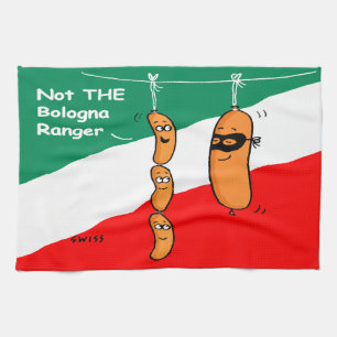 Funny Bologna and Hot Dogs BBQ Grilling  Kitchen Towel