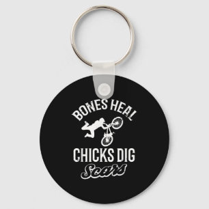 Funny Bones Heal Chicks Dig S Bmx Biking  Keychain