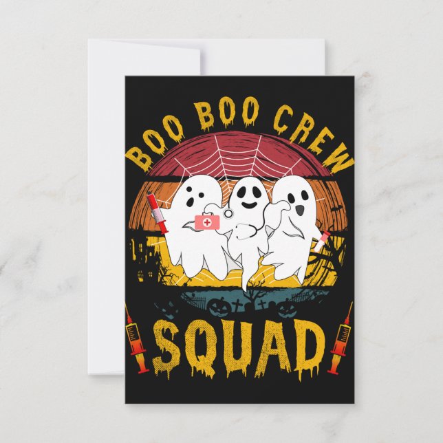 Funny Boo Boo Crew Squad Nurse Halloween Nurses RN Invitation (Front)