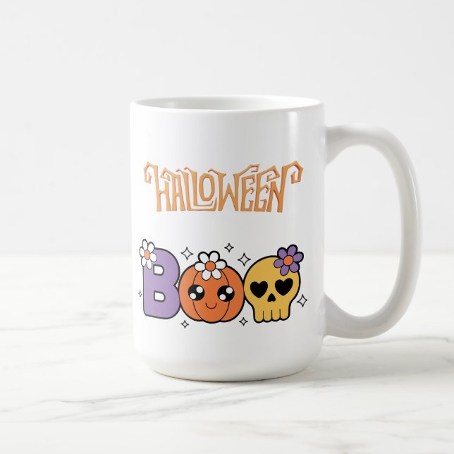Funny Boo Halloween White &orang Coffee Mug (Right)