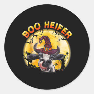 Funny Boo Heifer Cow Cattle Farmer Halloween Gifts Classic Round Sticker