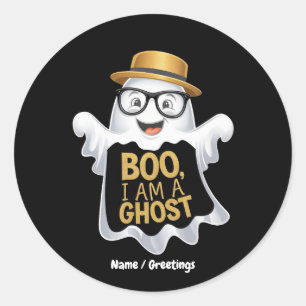 Funny Boo I Am a Ghost Cute Halloween Character Classic Round Sticker