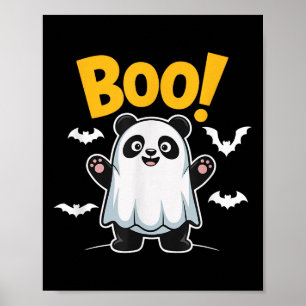 Funny Boo Panda Halloween Ghost Desing For Kids Poster