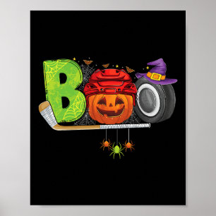 Funny Boo Pumpkin Ice Hockey Halloween Costume Men Poster
