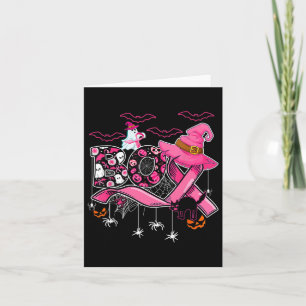 Funny Boo Pumpkin Witch Pink Ribbon Breast Cancer  Card
