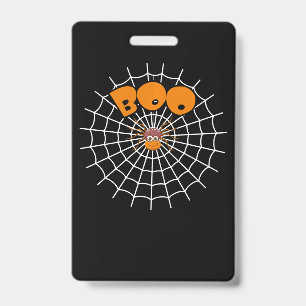 Funny Boo Spider Web Halloween Long Sleeve Badge