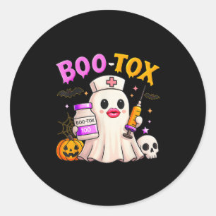 Funny Boo Tox Aesthetic Nurse Ghost Skull Pumpkin  Classic Round Sticker
