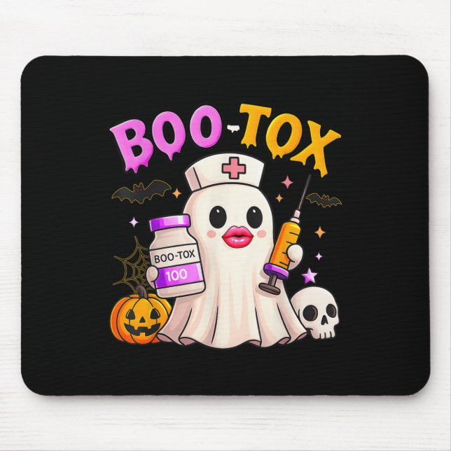 Funny Boo Tox Aesthetic Nurse Ghost Skull Pumpkin  Mouse Pad (Front)