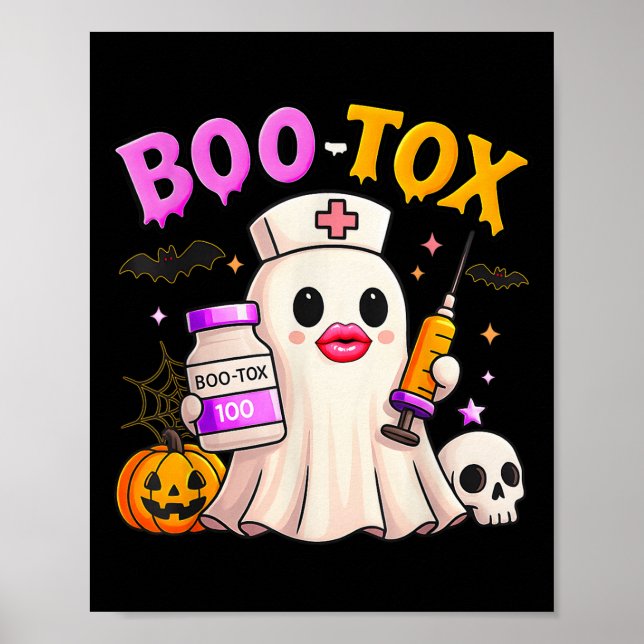 Funny Boo Tox Aesthetic Nurse Ghost Skull Pumpkin  Poster (Front)