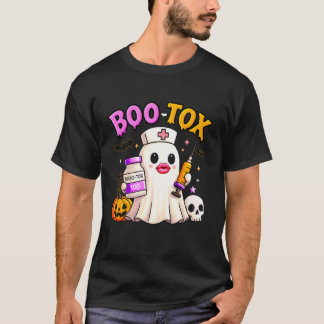 Funny Boo Tox Aesthetic Nurse Ghost Skull Pumpkin  T-Shirt