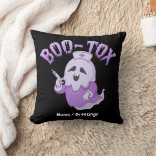 Funny Boo-Tox Nurse Ghost Halloween Medical Humor  Throw Pillow