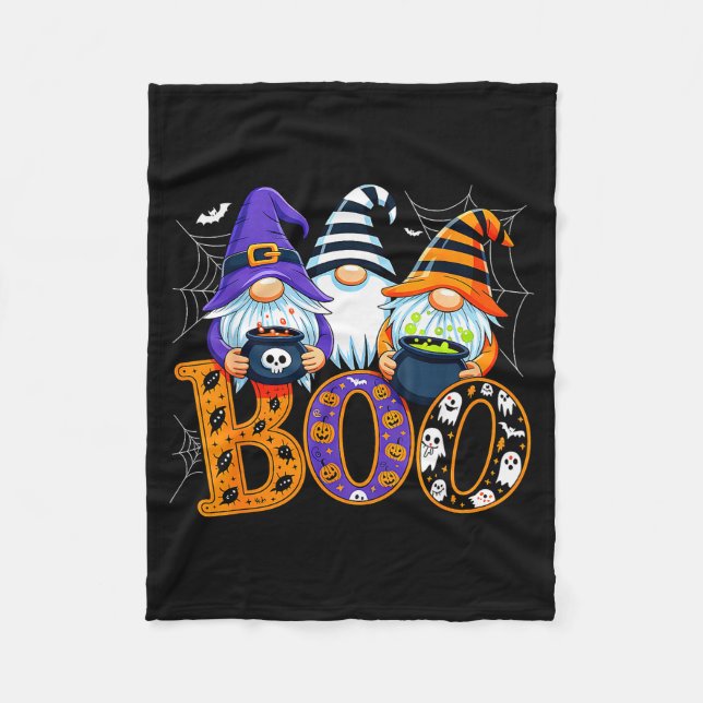 Funny Boo Witch Sipders Pumpkins Happy Halloween G Fleece Blanket (Front)