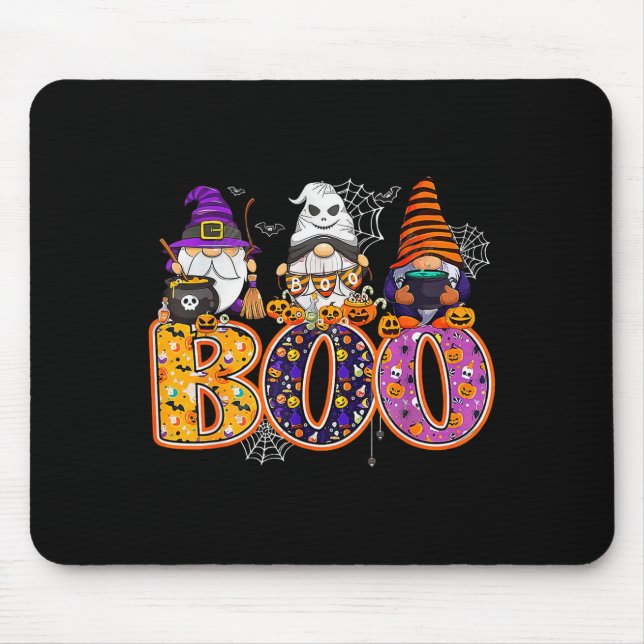 Funny Boo Witch Sipders Pumpkins Happy Halloween G Mouse Pad (Front)
