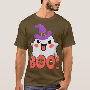 Funny Boo With Ghost Witch Hat For Girl Boy Kids T-Shirt