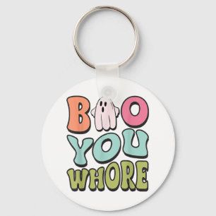 Funny Boo You Funny Groovy Halloween Cute Ghost  Keychain
