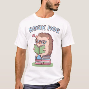 Funny Book Hog Pun, Cute Hedgehog Loves Reading T-Shirt
