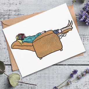 Funny Book Lover Chilling Collage Art Postcard
